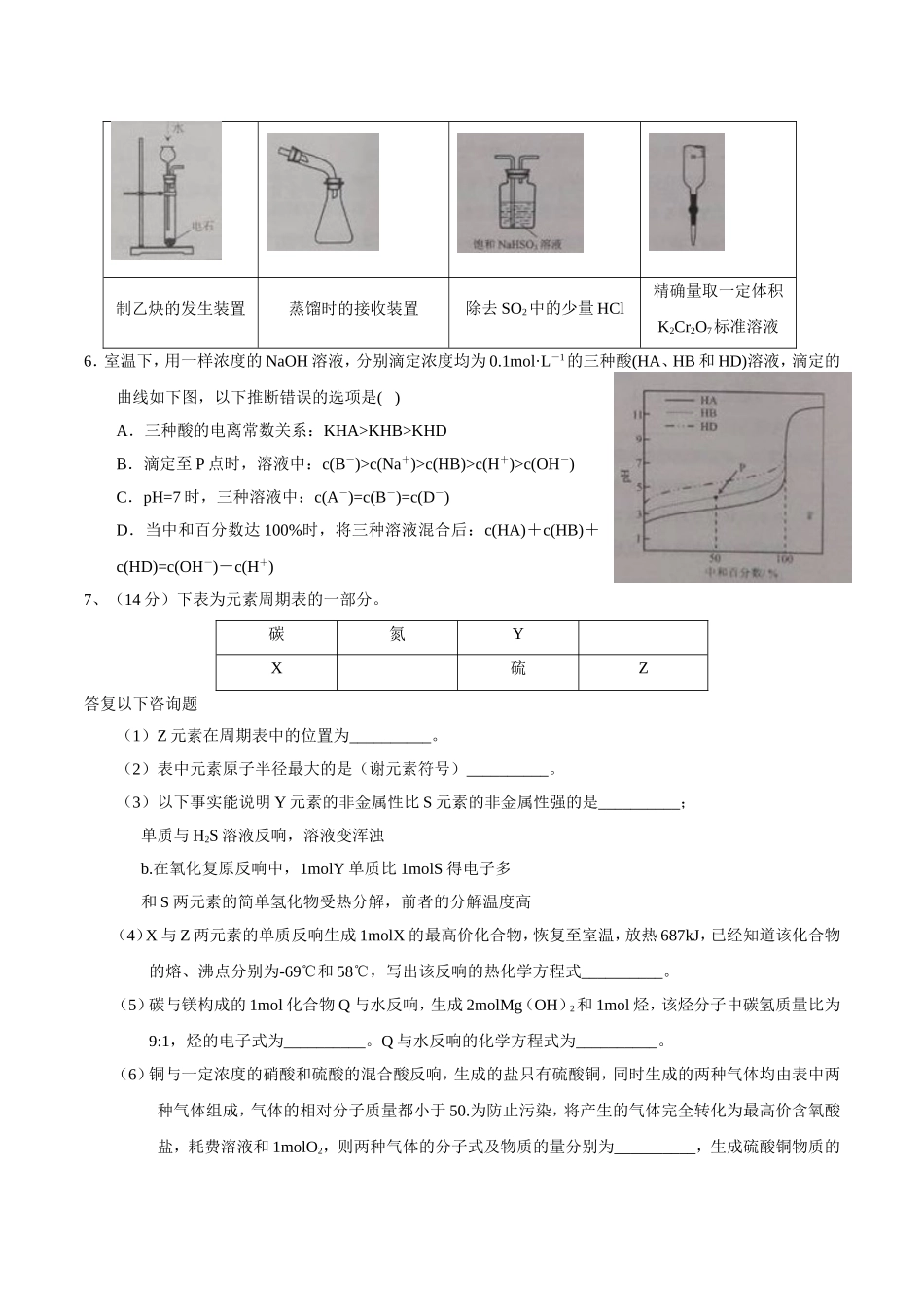 2016年天津市高考理综化学试题及答案 _第2页