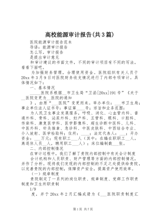 高校能源审计报告(共3篇) 