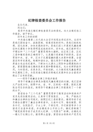 纪律检查委员会工作报告 