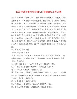 2020年某市第六次全国人口普查宣传工作方案 