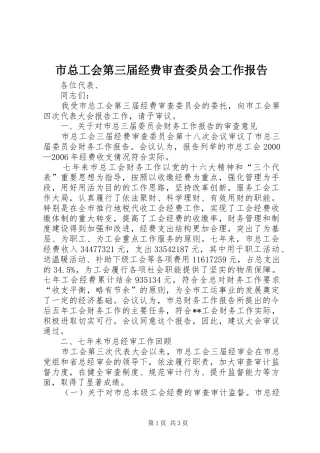 市总工会第三届经费审查委员会工作报告 