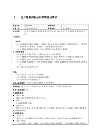 国安创想客户服务部受理组物控和技术助理