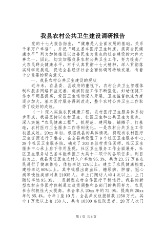 我县农村公共卫生建设调研报告 