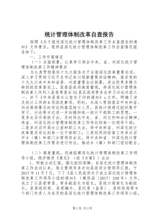 统计管理体制改革自查报告 