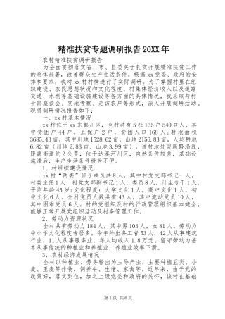 精准扶贫专题调研报告20XX年 (5)