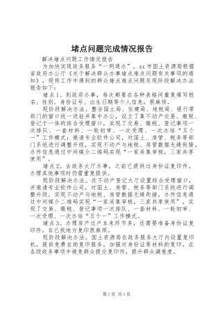 堵点问题完成情况报告 