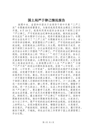 国土局严于律己情况报告 