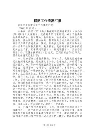 招商工作情况汇报1 
