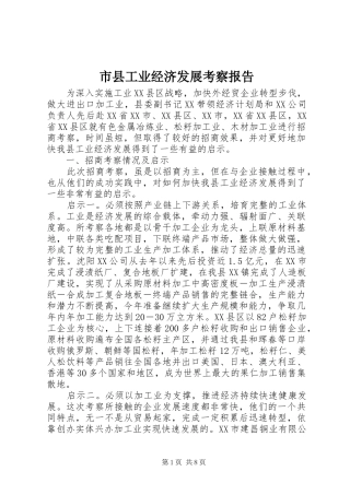 市县工业经济发展考察报告 