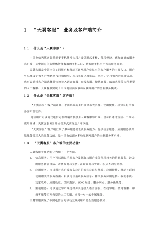 天翼客服业务及客户端简介