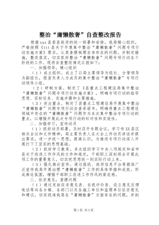 整治“庸懒散奢”自查整改报告 