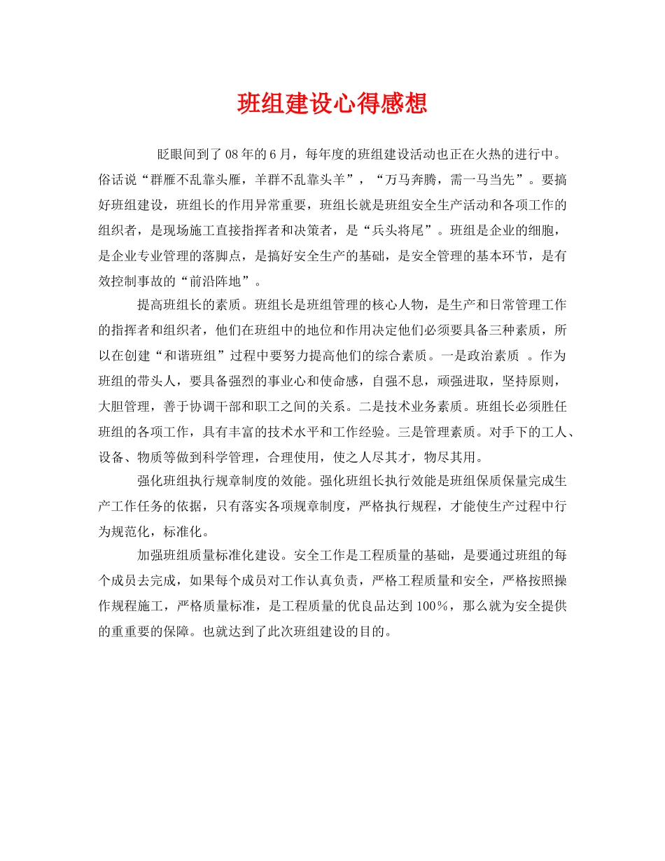 《安全管理文档》之班组建设心得感想 _第1页