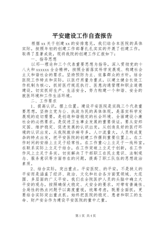 平安建设工作自查报告 