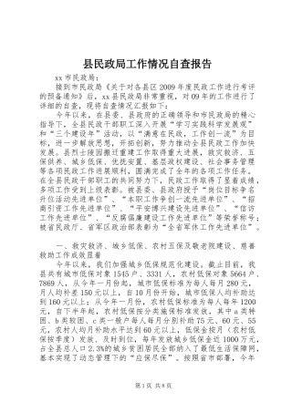 县民政局工作情况自查报告 