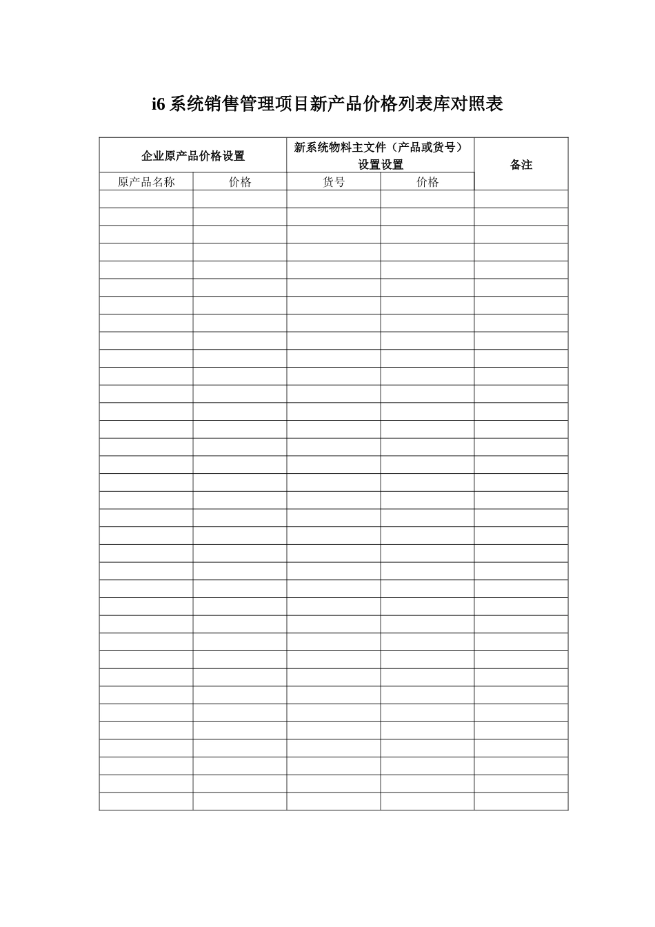 销售管理新旧价格管理物料对照表_第1页