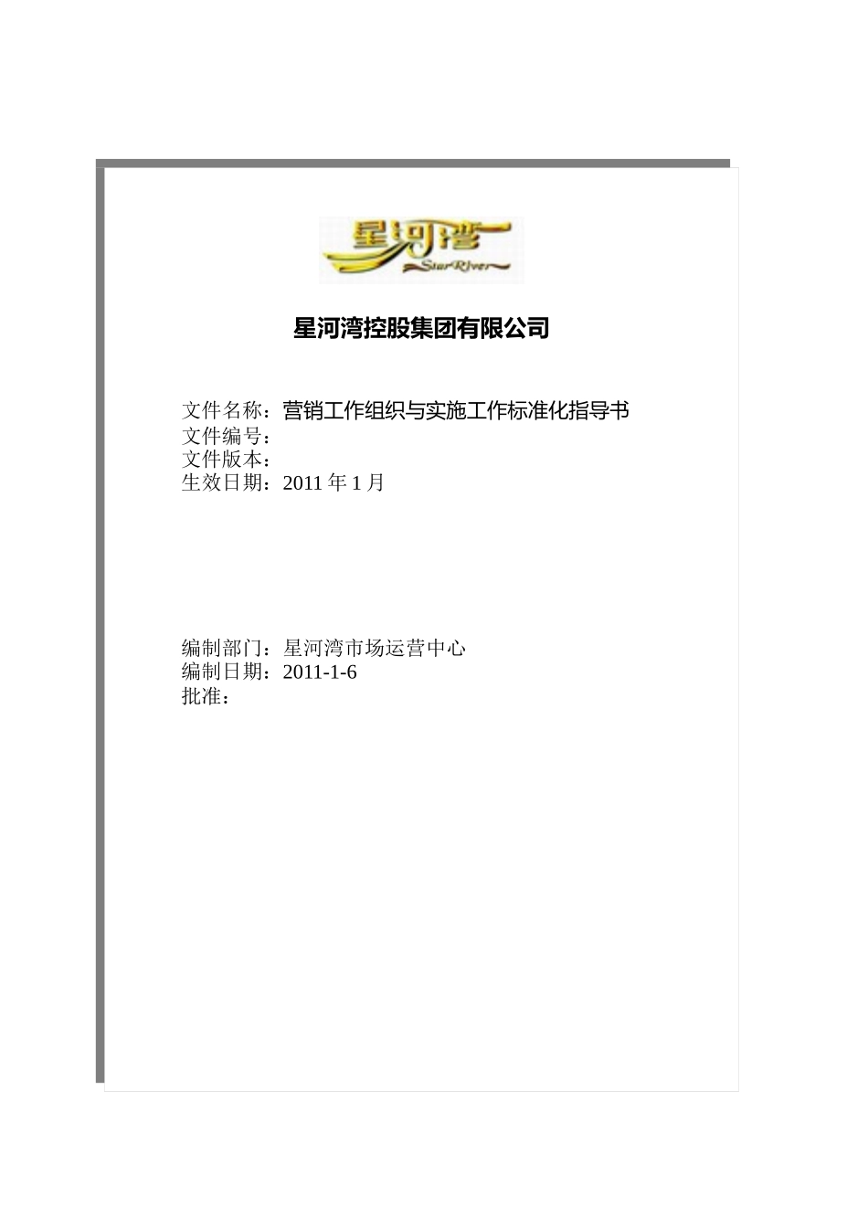 XXXX星河湾控股集,团有限公司营销工作组_第1页