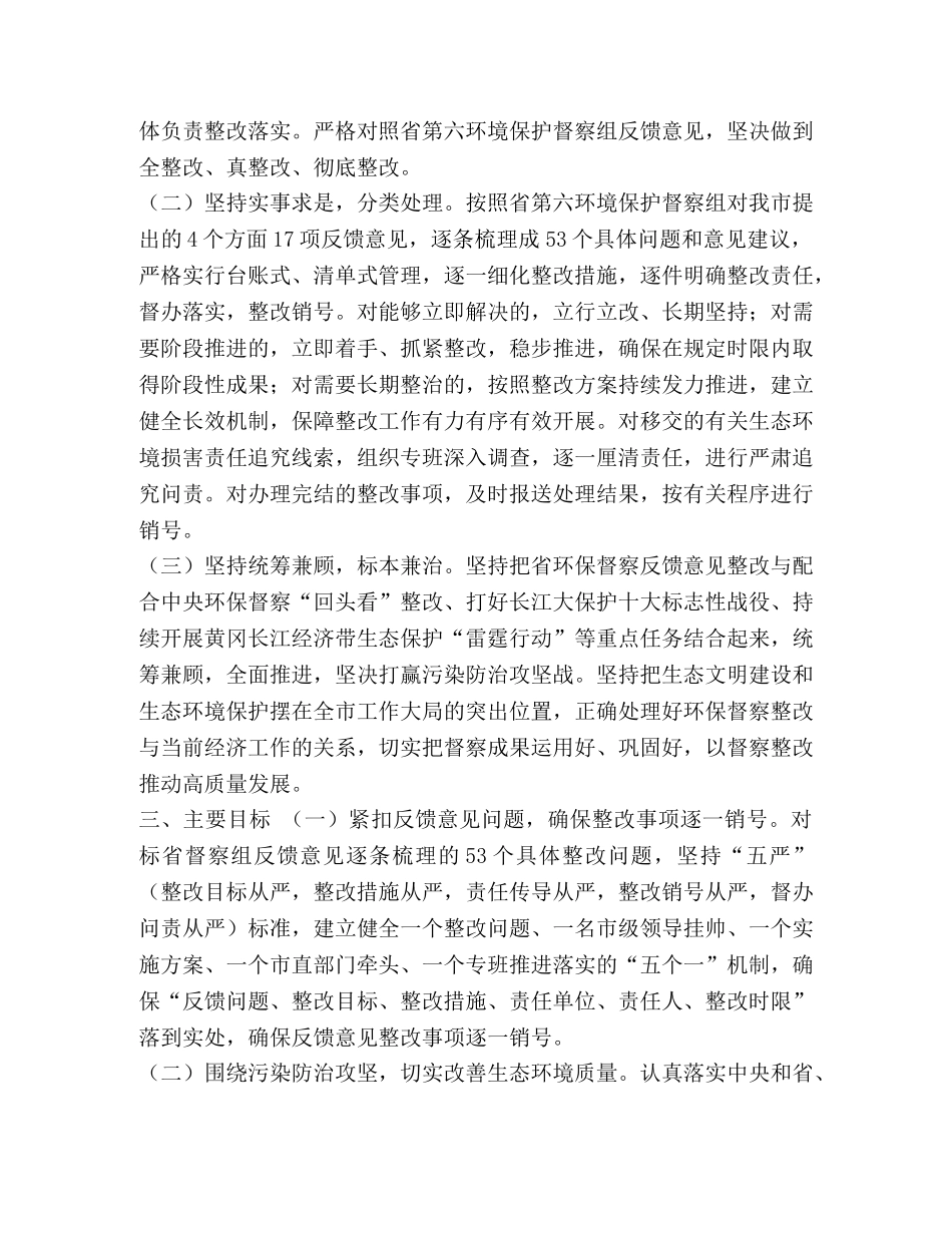 市贯彻落实省第六环境保护督察组反馈意见整改工作方案-督察组反馈意见 _第2页