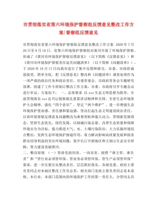 市贯彻落实省第六环境保护督察组反馈意见整改工作方案-督察组反馈意见 