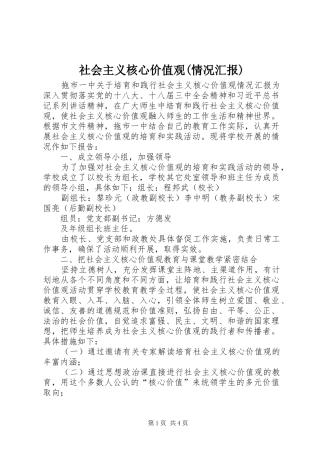 社会主义核心价值观(情况汇报) 