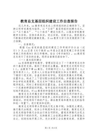 教育总支基层组织建设工作自查报告 