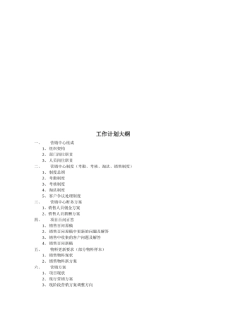 房地产销售部工作计划纲要