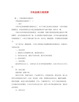 手机促销方案预算 