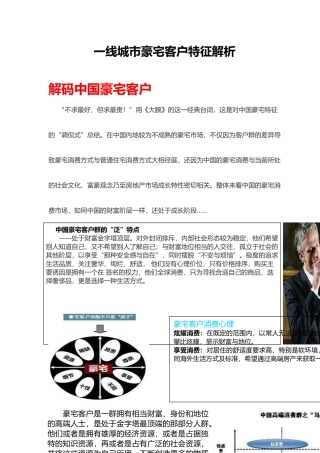 一线城市豪宅客户特征解析