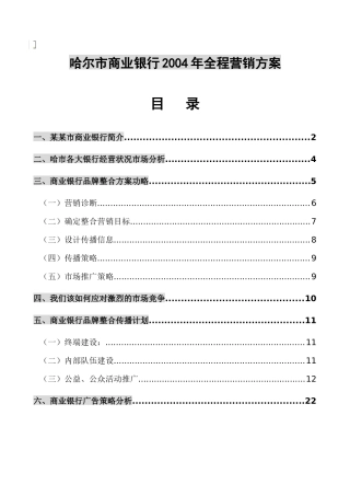 哈尔市商业银行营销方案