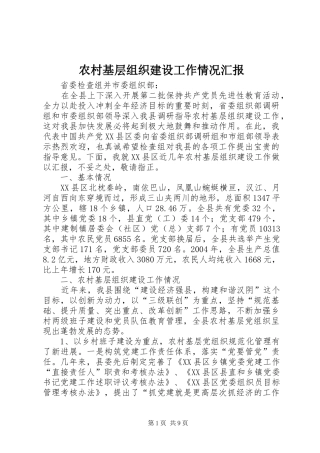 农村基层组织建设工作情况汇报 