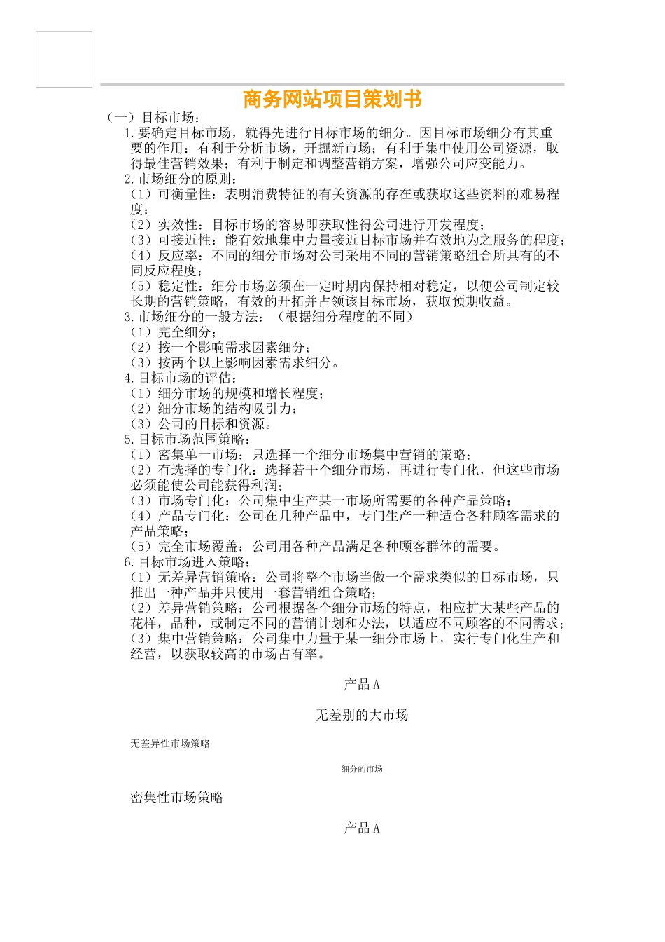 商务网站项目策划书--网络营销_第1页
