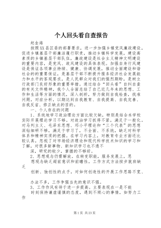 个人回头看自查报告 