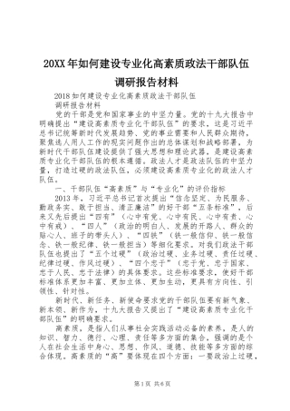 20XX年如何建设专业化高素质政法干部队伍调研报告材料