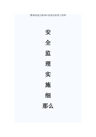 高速公路安全监理实施细则