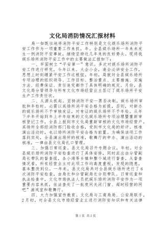 文化局消防情况汇报材料 