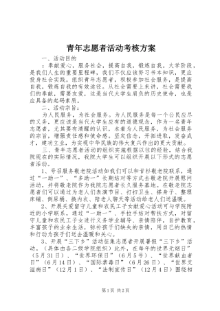 青年志愿者活动考核方案