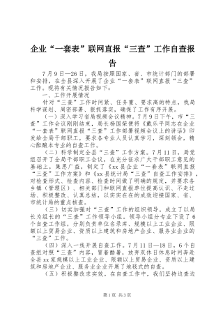 企业“一套表”联网直报“三查”工作自查报告 