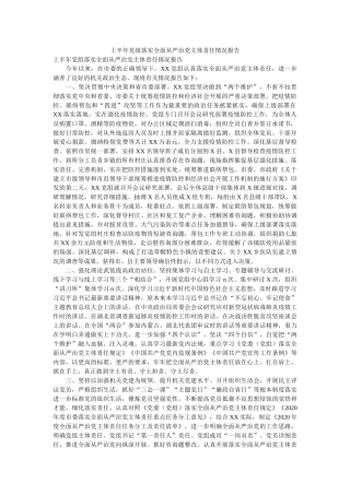 上半年党组落实全面从严治党主体责任情况报告 