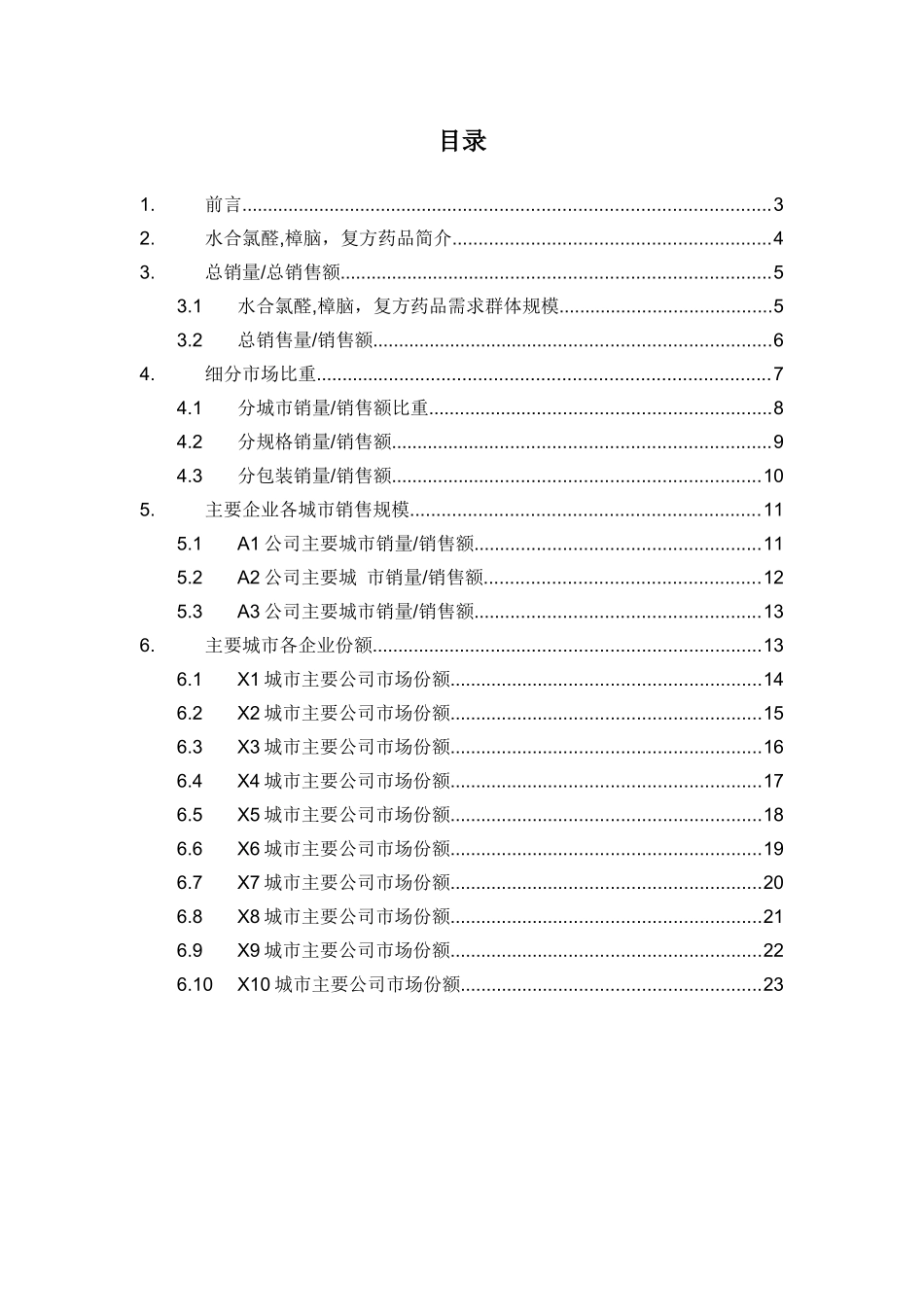 X年水合氯醛樟脑复方药品销售数据市场调研报告_第2页