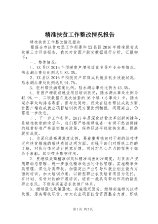 精准扶贫工作整改情况报告 