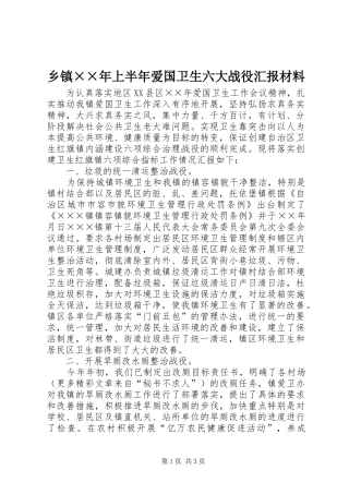 乡镇××年上半年爱国卫生六大战役汇报材料 