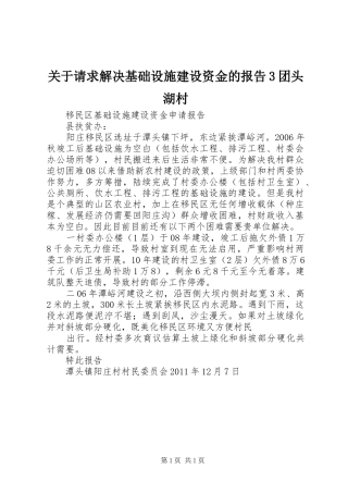 关于请求解决基础设施建设资金的报告3团头湖村 
