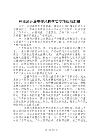 林业局开展整作风抓落实专项活动汇报 