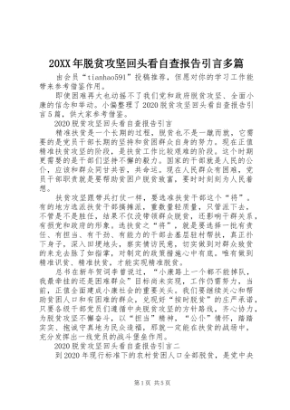 20XX年脱贫攻坚回头看自查报告引言多篇