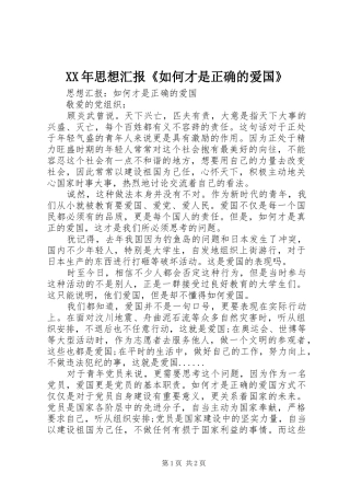 XX年思想汇报《如何才是正确的爱国》 