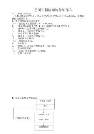 某住宅小区屋面工程监理实施细则