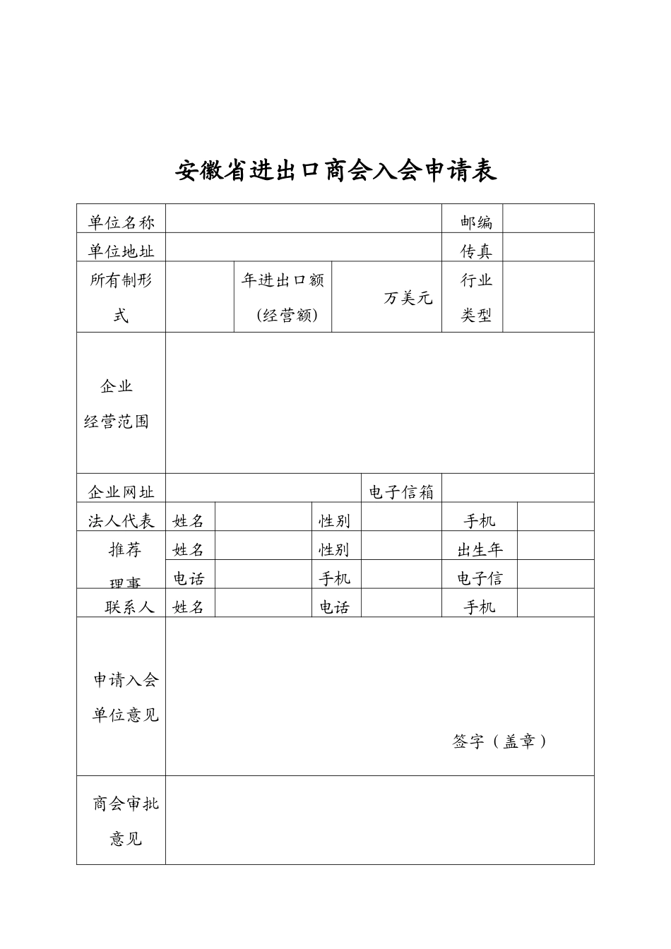 安徽省进出口商会入会申请表_第2页