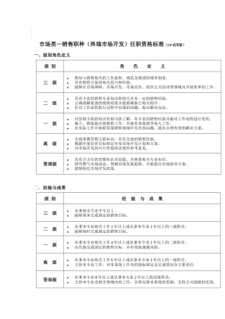 市场类销售职种任职资格标准