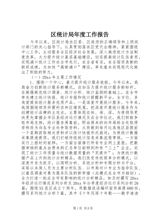 区统计局年度工作报告 