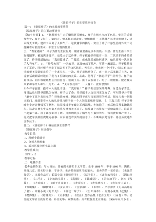 《骆驼祥子》的主要故事情节 