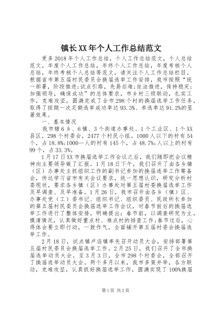 镇长XX年个人工作总结范文